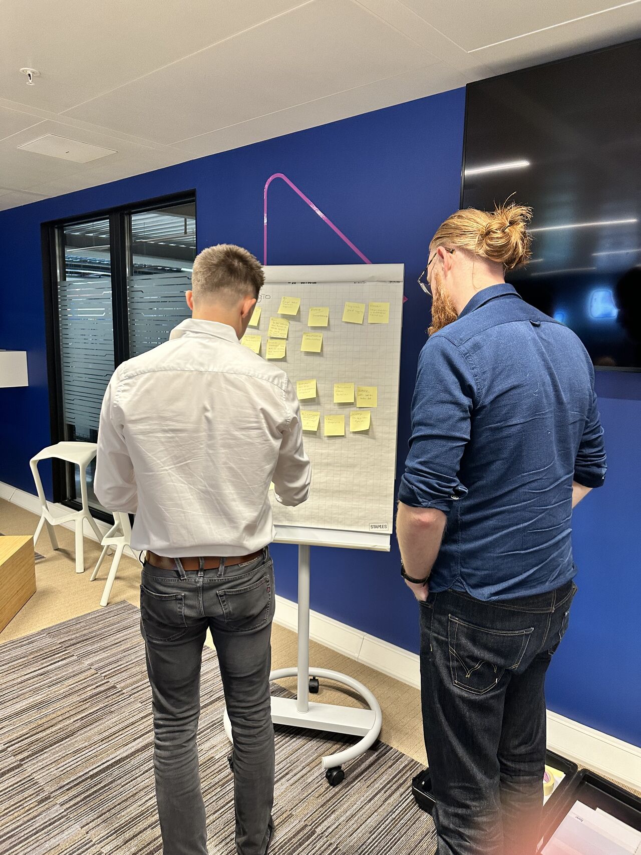 Werksessie bij een flipover met post-its